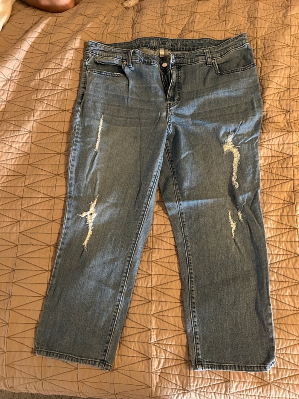 Jennifer Lopez Distressed Light Blue Boyfriend Jeans